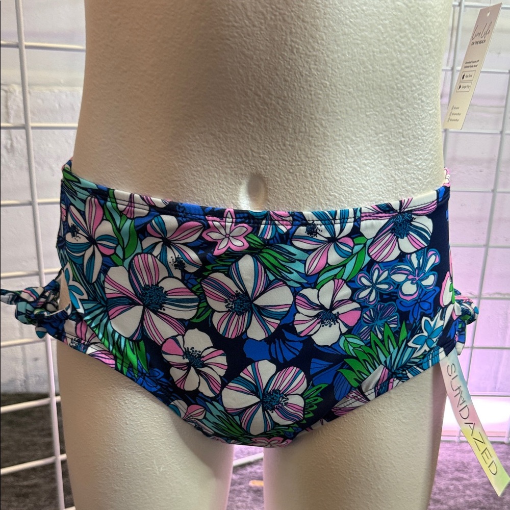 Sundazed Floral Bikini Bottom - Navy and Pink